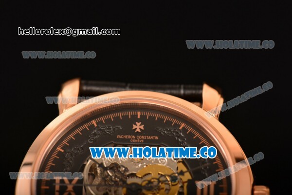 Vacheron Constantin Malte Asia Automatic Rose Gold Case with Black Skeleton Dial and Roman Numeral Markers - Click Image to Close